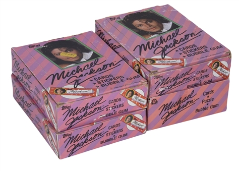 Lot of (4) 1984 Topps Michael Jackson Unopened Wax Boxes With 36 Packs Each 